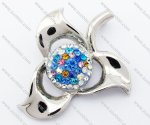 Shiny Crystal Clover Stainless Steel Pendant JP410006