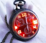 Vintage Lighting Pocket Watch with Red Face - PW000012-1