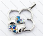 Heart Shaped Stainless Steel Four Clover Pendant JP410012