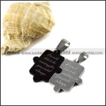 Black and Silver Picture Puzzle Stainless Steel Couple Pendants