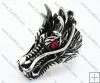 Stainless Steel Clear Red Stone Dragon Ring - JR370059