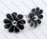 Black Epoxy Flower Stainless Steel earring - JE050030