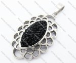 Solid Black Crystal Stainless Steel Oval Pendant JP410011