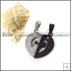 Silver and Black Tone Stainless Steel Heart Couple Pendants - p0