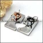 Love Couple Pendants with Black and Gold Wedding Rings - p000059