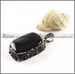 Smooth Black Stone Stainless Steel Pendant - p000093