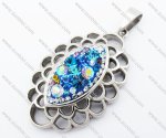 Attractive Colorful Stone Stainless Steel Oval Pendant JP410009