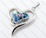 Unique Heart Stainless Steel Rhinestone Pendant JP410008